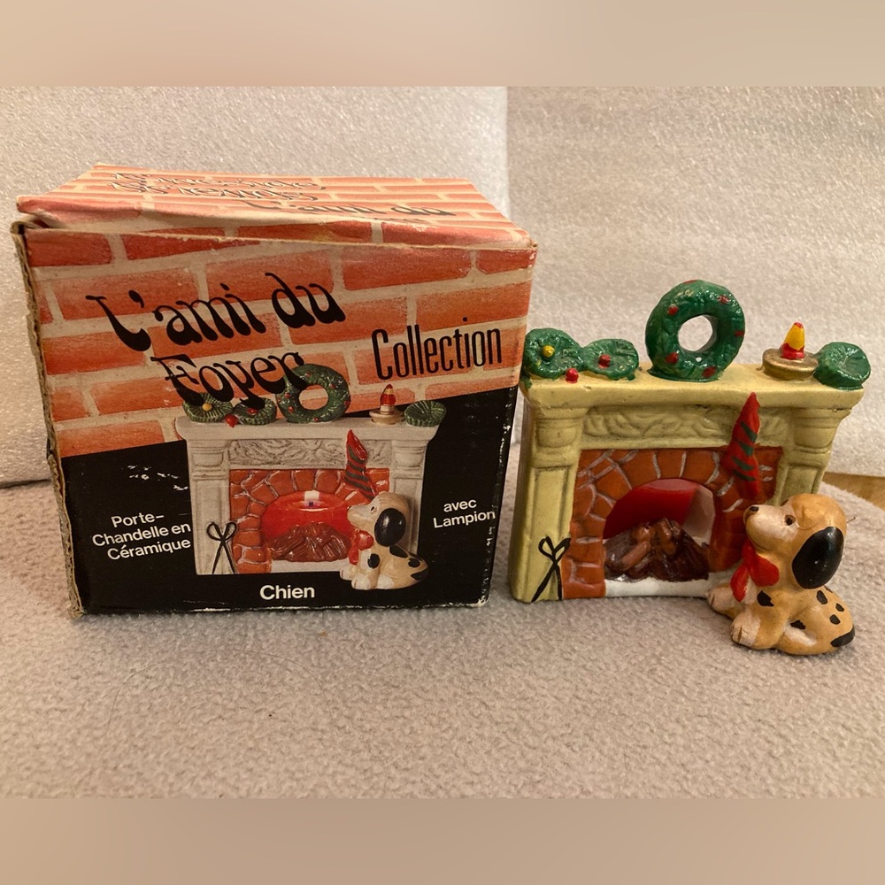 Vintage Fireside Hound Votive Christmas Decoration
